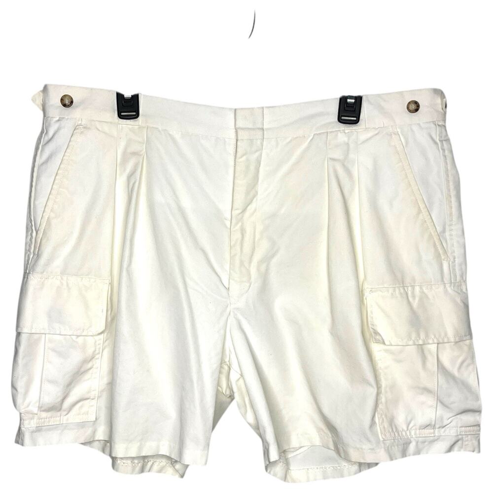 Vtg Willis & Geiger Shorts Mens Sz 40 Ivory Military Cargo Cotton 6" Inseam